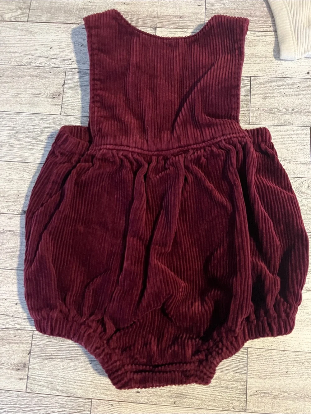 Old Navy Burgundy Corduroy Bubble Overalls and Cream Ribbed Bodysuit Size 6-12 M